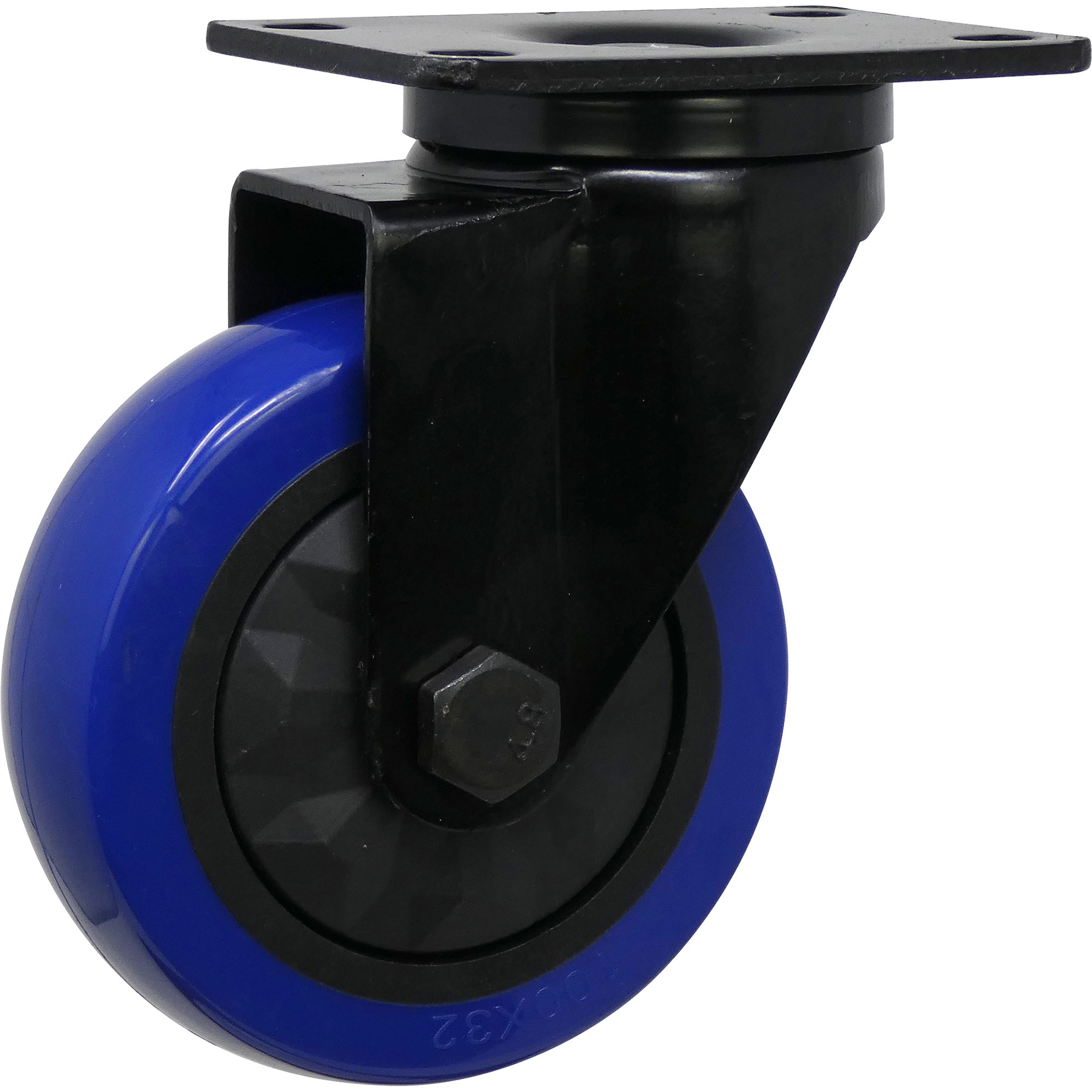 Shepherd Hardware 4in. Blue Diamond TPU Swivel Caster, 4-Pack, 300-Lb. Capacity, Plate Mount, Model# 3663